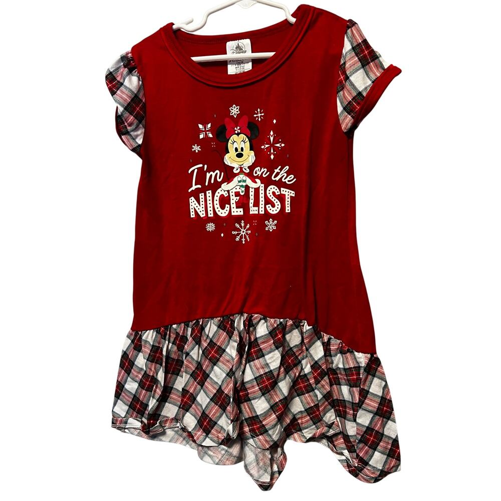 Disney Minnie Mouse Holiday Nightgown Size 5/6 Short Sleeve